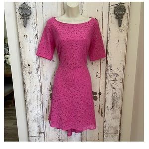 Betsey Johnson Size 12
Woman's Barbie Pink Lace High Low
Cocktail Cut Out Dress